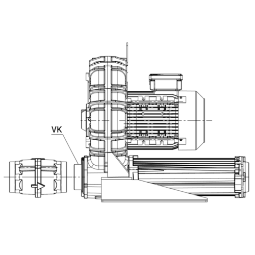 Sposób mocowania kołnierza VK w dmuchawie bocznokanałowej SCL