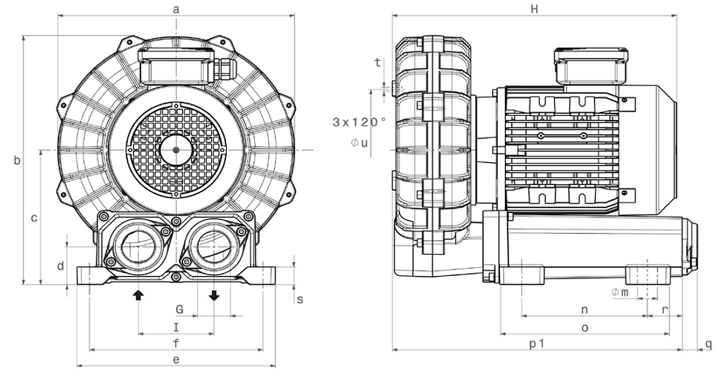 Wymiary SCL 40DH-MD MOR 2,2 kW