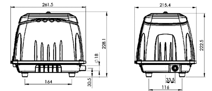 Wymiary dmuchawy AirMac DBMX120